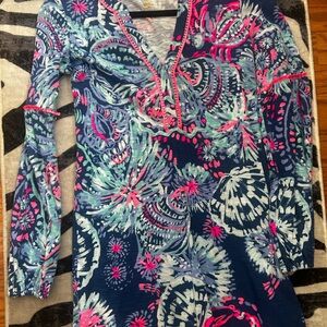 Lilly Pulitzer Navy and Pink Patterned Dress